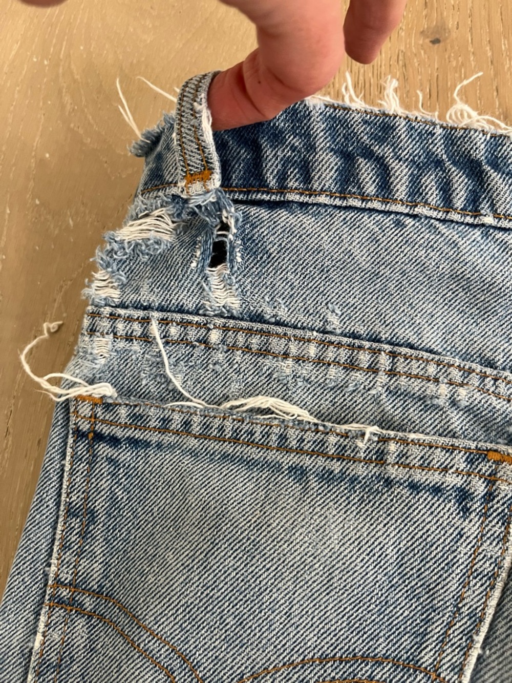 Levi's Vintage Light Blue Distressed Re-Worked 517 Jeans - Picture 8 of 10